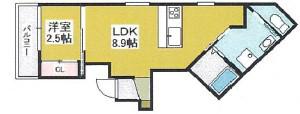 ブロンテ北在家イースト(1LDK/1階)の間取り写真
