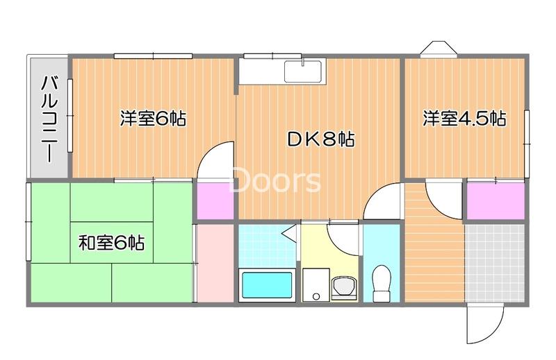 ADANE平福(3DK/1階)の間取り写真