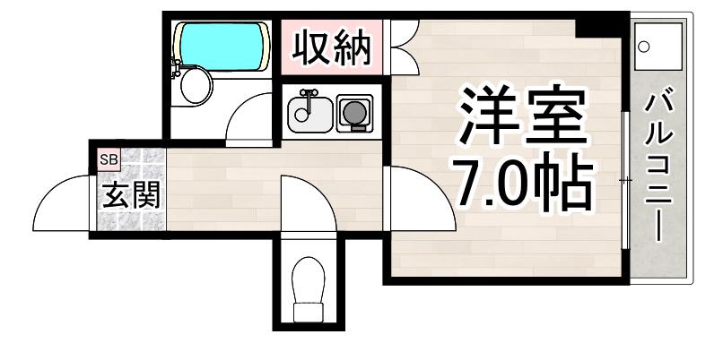 コモテリアK&M(1K/3階)の間取り写真