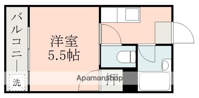 シャルルコーポ紫原(1K/2階)の間取り写真