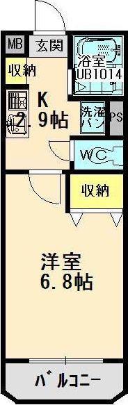 ユーミー加藤B(1K/3階)の間取り写真