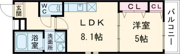 フジパレス北野田VI番館(1LDK/1階)の間取り写真