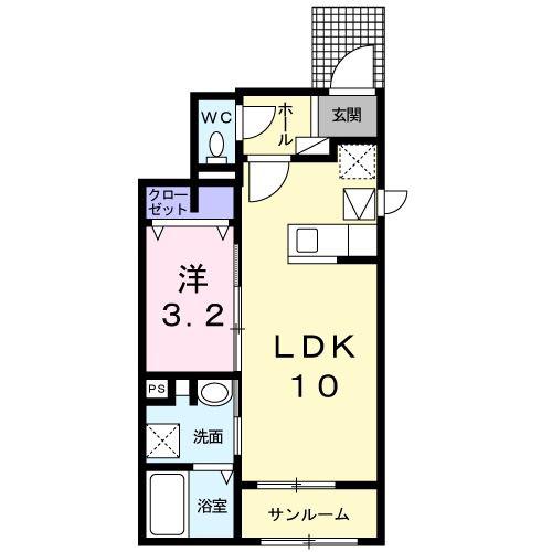 ヴィオラ(1LDK/1階)の間取り写真