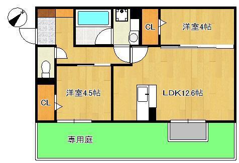 M・K・K 高峰町(2LDK/1階)の間取り写真