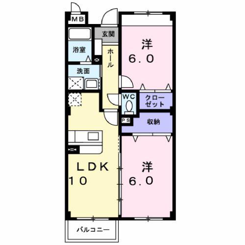 ヴィアーレ・I(2LDK/3階)の間取り写真