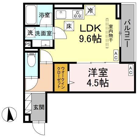D PAINA 犬蔵(1LDK/1階)の間取り写真
