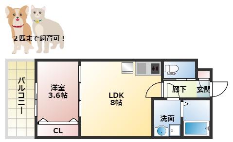 ジーメゾン鳥居アヴェニエ(1LDK/1階)の間取り写真