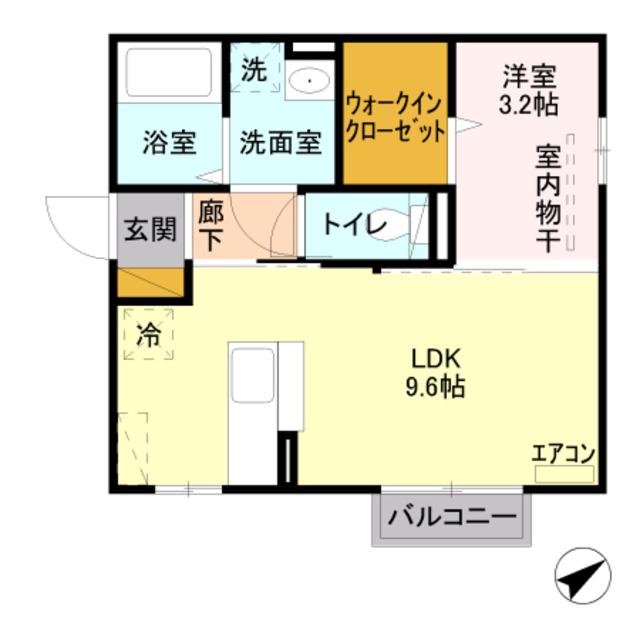 セジュール B(1LDK/2階)の間取り写真