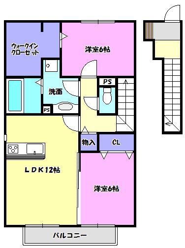 センチュリーハイツB(2LDK/2階)の間取り写真