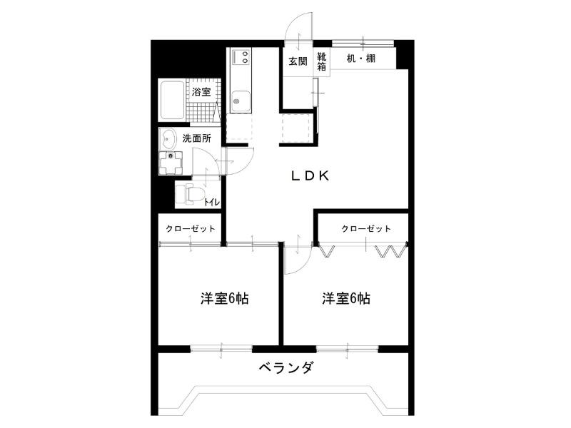 田代マンション(2LDK/2階)の間取り写真