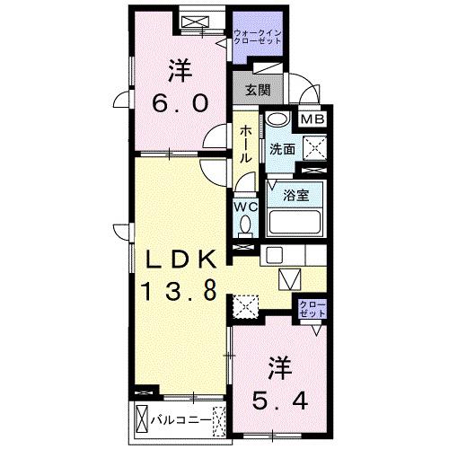 メゾンクロレII(2LDK/3階)の間取り写真