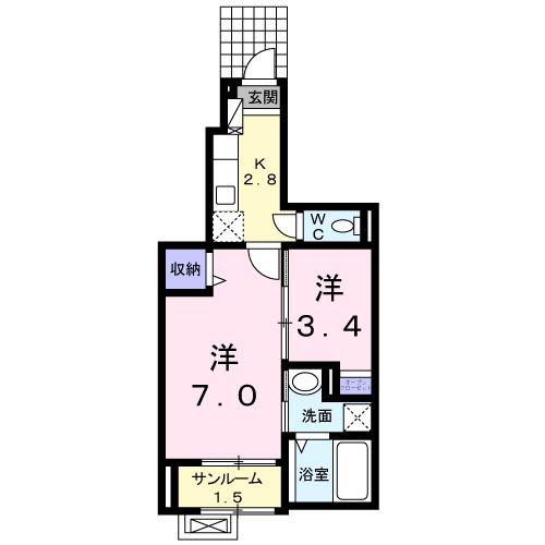 フランセス高柳 II(2K/1階)の間取り写真