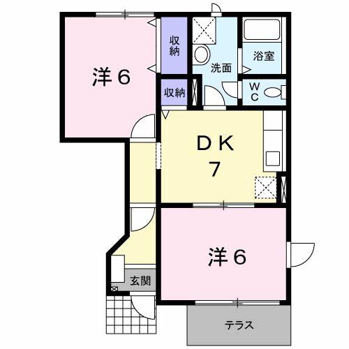 ソレーユC(2DK/1階)の間取り写真