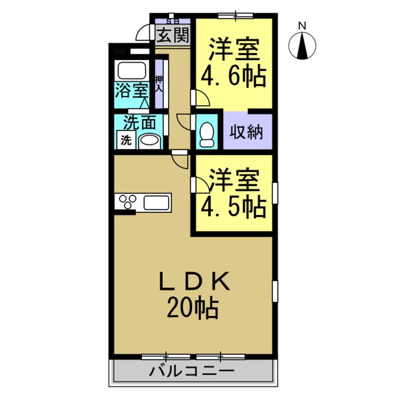 ピボットマンション八幡(2LDK/2階)の間取り写真