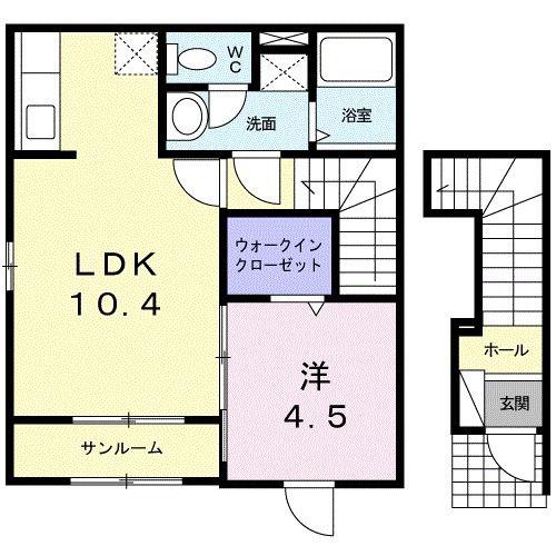 妙高はねうまライン 北新井駅 徒歩3分 2階建 築18年(1LDK/2階)の間取り写真