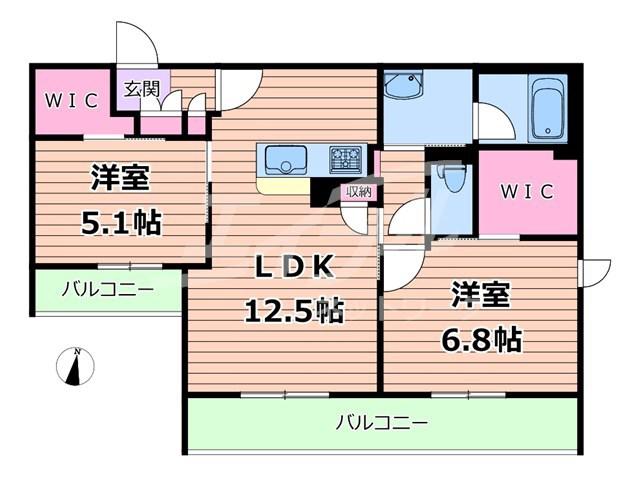 シャーメゾン ボナンザ(2LDK/2階)の間取り写真
