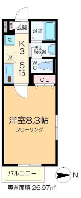 メゾン北綾瀬(1K/3階)の間取り写真