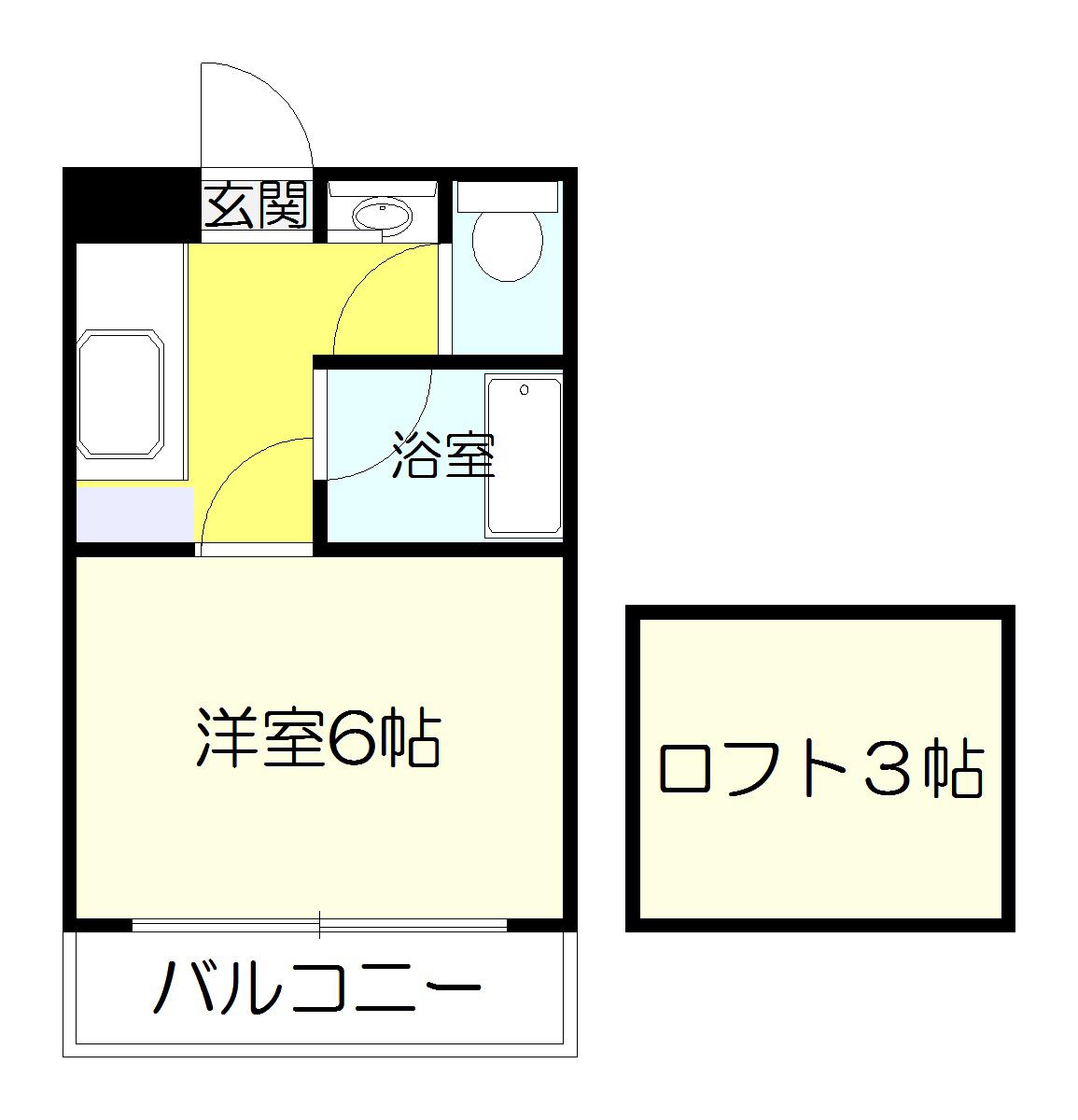 UEハウス六番館(1K/3階)の間取り写真
