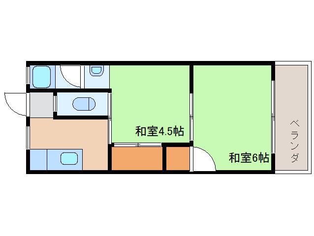 北村マンション(2K/2階)の間取り写真