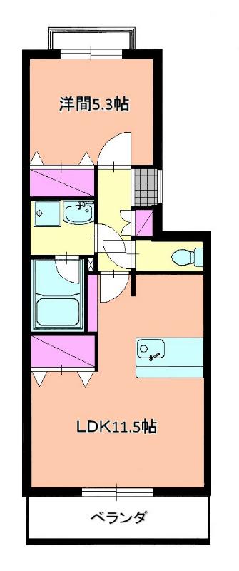 TIMES TWO(1LDK/1階)の間取り写真