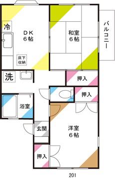 メゾンエスポワールC棟(2DK/2階)の間取り写真