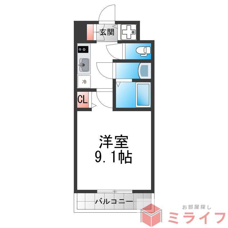 S-RESIDENCE堺BLAZE(1K/13階)の間取り写真