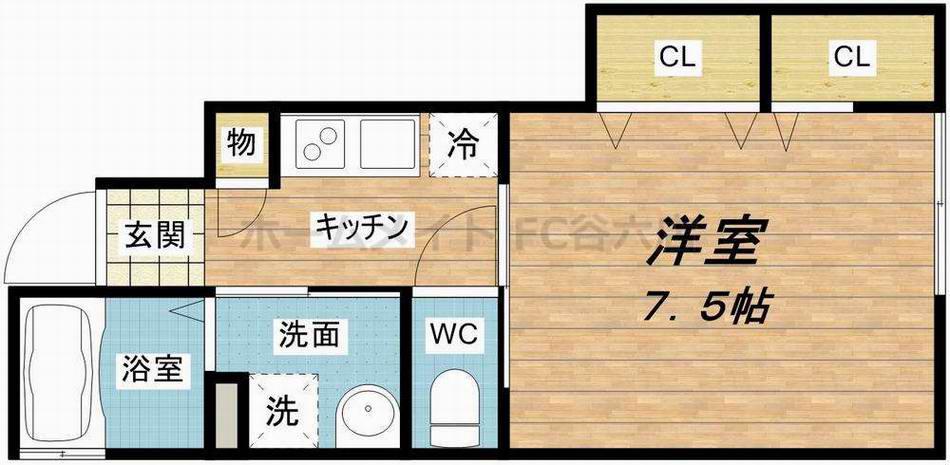 ベルリード中道参番館(1K/1階)の間取り写真