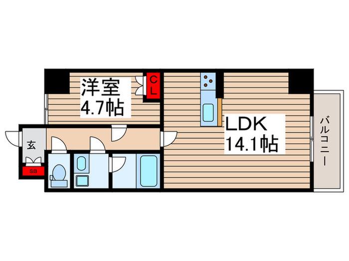 フジIII(1LDK/4階)の間取り写真