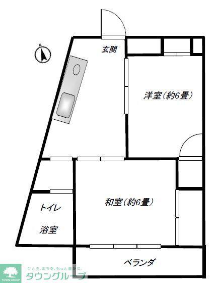 フリート梅丘(2DK/5階)の間取り写真