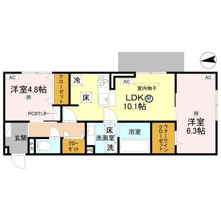 D REGALO米松(2LDK/1階)の間取り写真
