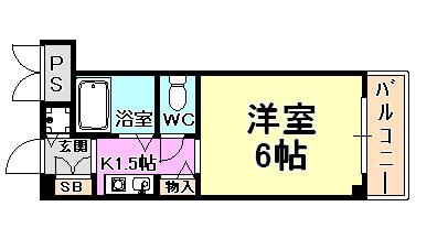 メインステージ打出(1K/6階)の間取り写真