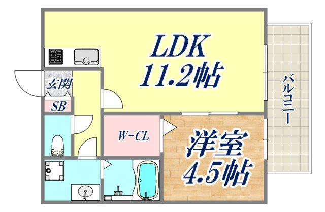 フォルモント須磨(1LDK/2階)の間取り写真