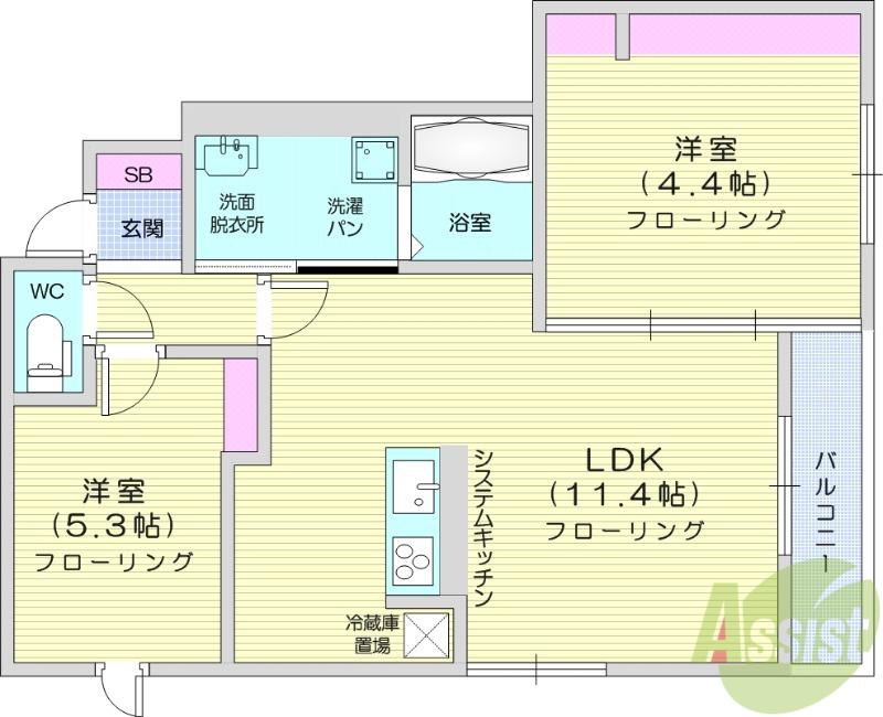 PRIMAVERA吉成台(2LDK/1階)の間取り写真