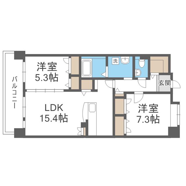 バルセロナ箱崎(2LDK/5階)の間取り写真