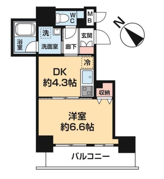 N アート不動前(1DK/6階)の間取り写真