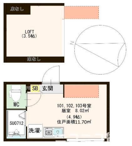 ハーモニーテラス板橋本町(ワンルーム/1階)の間取り写真