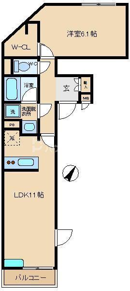 D.COZY(1LDK/1階)の間取り写真