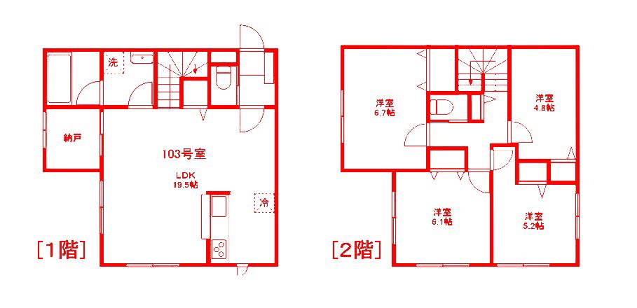 師岡町テラスハウス(4LDK/1階)の間取り写真