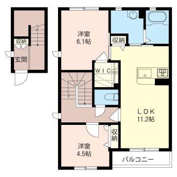 シェイド(2LDK/2階)の間取り写真