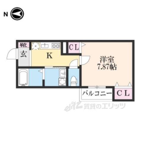 シエルグランデ町楠葉(1K/2階)の間取り写真
