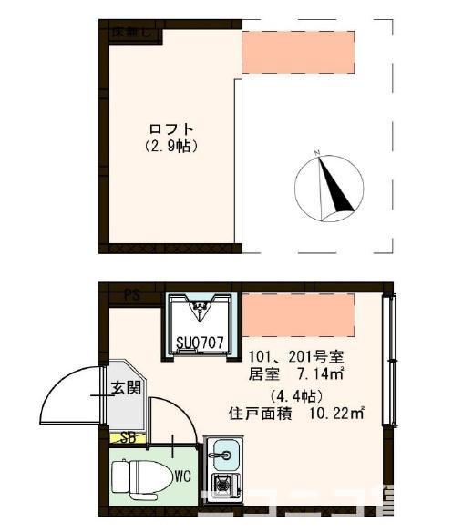 エヴィメリア永福(ワンルーム/1階)の間取り写真