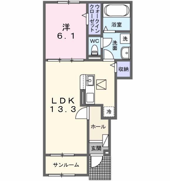 ノイエ ハイマート(1LDK/1階)の間取り写真