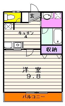 クォリーナ(1K/1階)の間取り写真