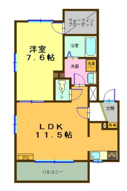 ヴィブレ ソレイユ(1LDK/1階)の間取り写真