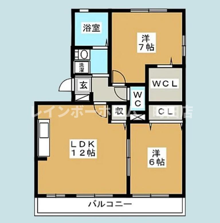 コルティーレⅡ(2LDK/1階)の間取り写真
