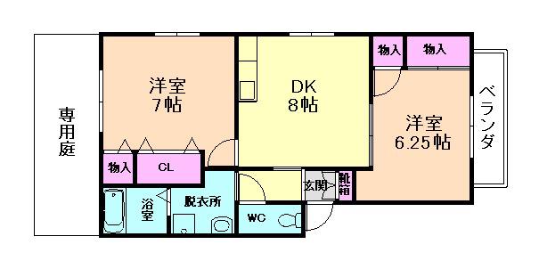 すまいる荘園(2DK/1階)の間取り写真
