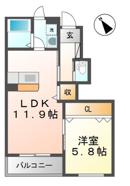 CHANTY(1LDK/1階)の間取り写真