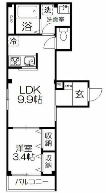 CORNERSOLEILII(1LDK/1階)の間取り写真