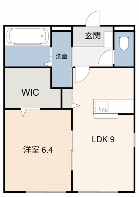 ラシーネ古井(1LDK/1階)の間取り写真