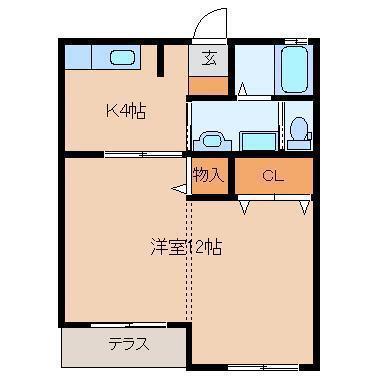 南ハイツ(1K/1階)の間取り写真